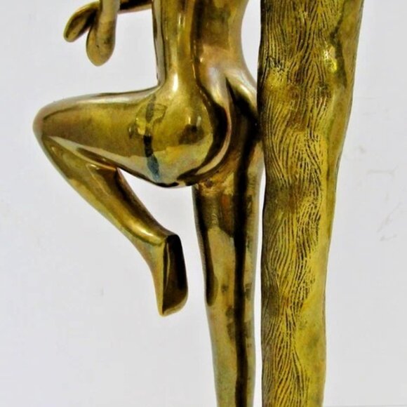 Vintage Brass Art Deco Long Haired Nude Woman Sculpture attributed Klara Sever - Picture 10 of 14